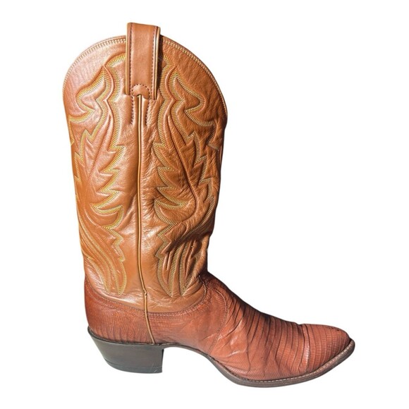 Justin Lizard Skin Mens Cowboy Boots Exotic Western Brown IMPERFECT Size 11 D - Picture 2 of 10
